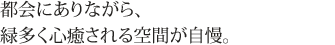 都会にありながら、緑多く心癒される空間が自慢。